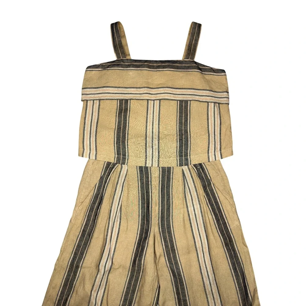 Banana Republic 2 Piece Linen Set Striped Crop Top S Wide Leg Pants 4